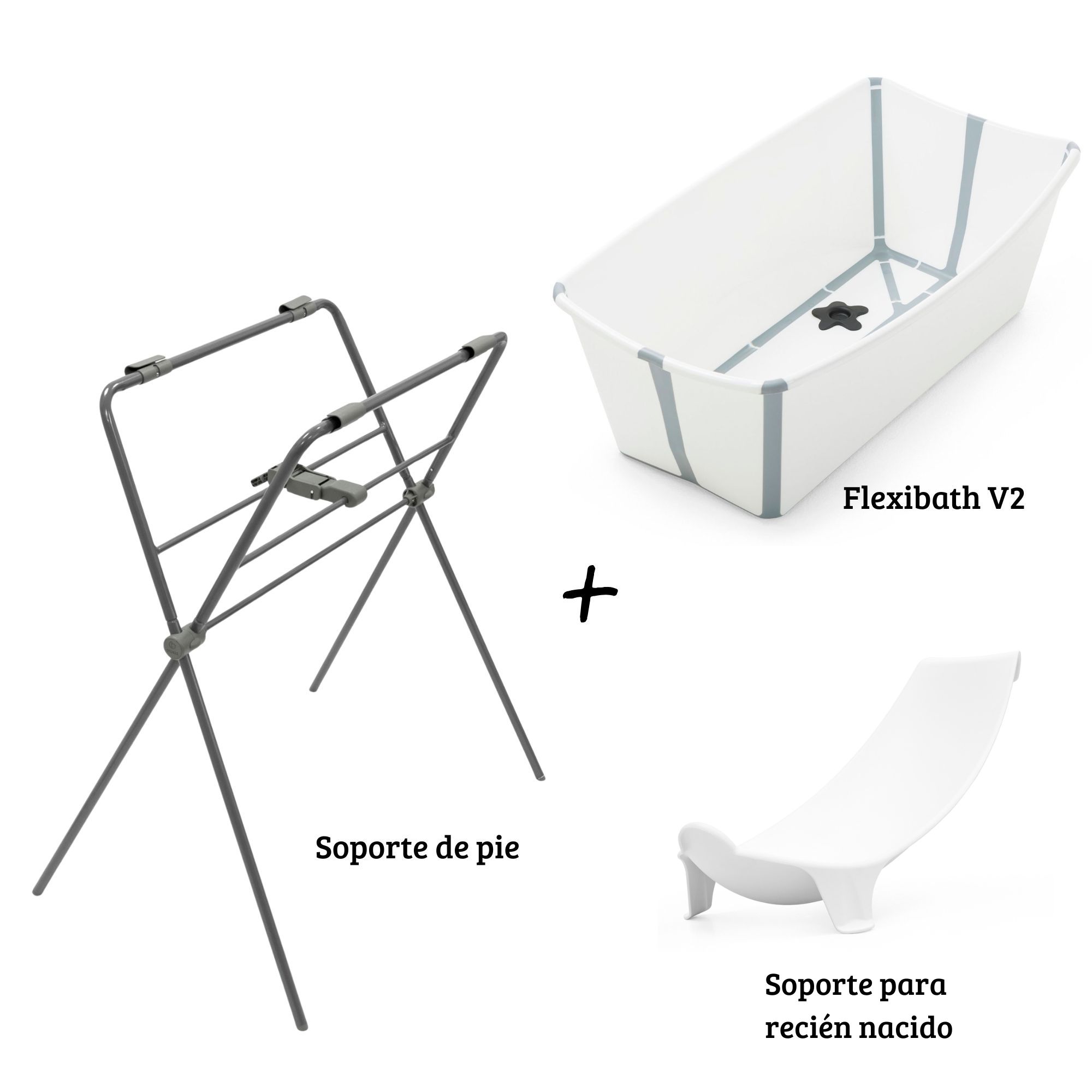 PACK BAÑERA FLEXIBATH V2 + SOPORTE DE PIE STOKKE + SOPORTE DE RECIÉN NACIDO - 1