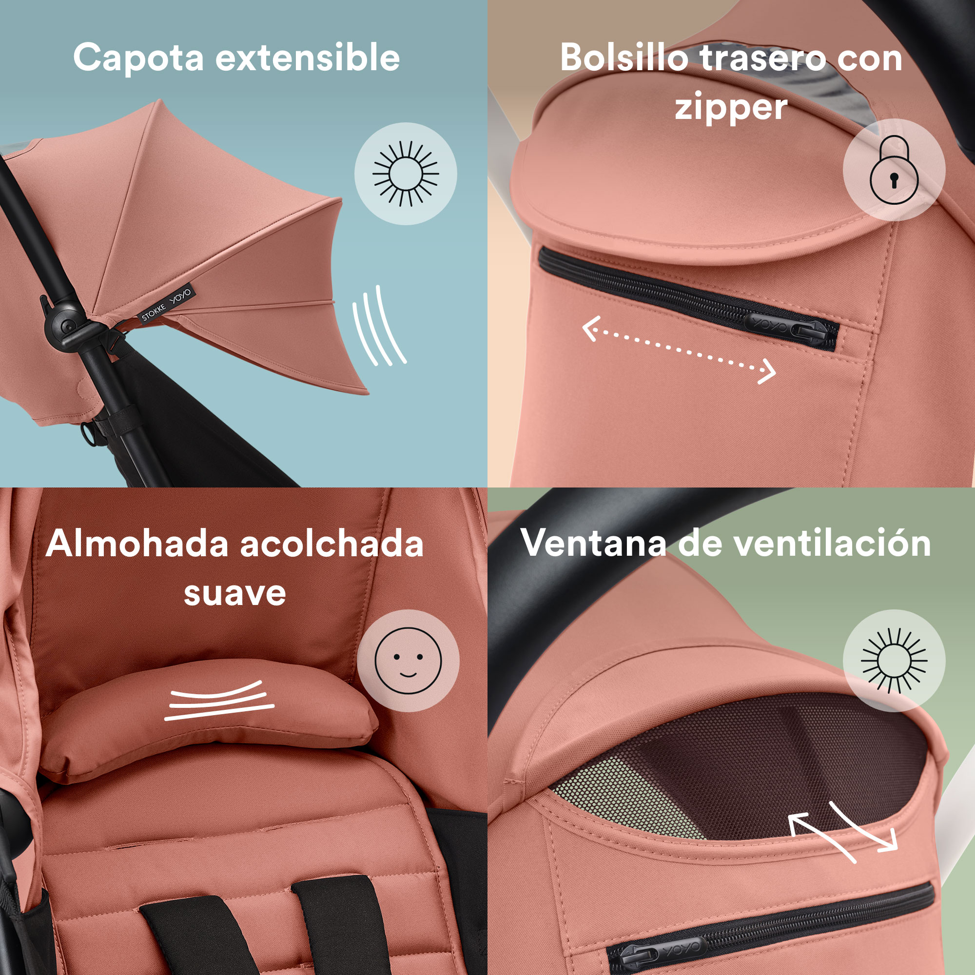 COCHE STOKKE YOYO³ CHASIS NEGRO TEXTIL 2DA ETAPA DE 6 MESES A 4 AÑOS - 2