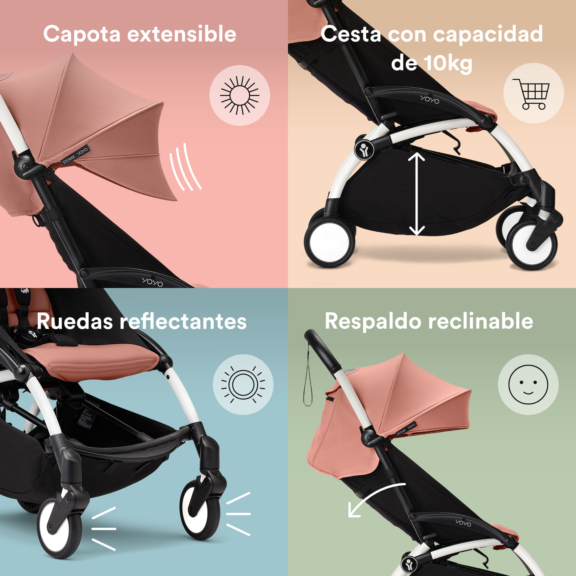 COCHE STOKKE YOYO³ CHASIS NEGRO TEXTIL 2DA ETAPA DE 6 MESES A 4 AÑOS - 3