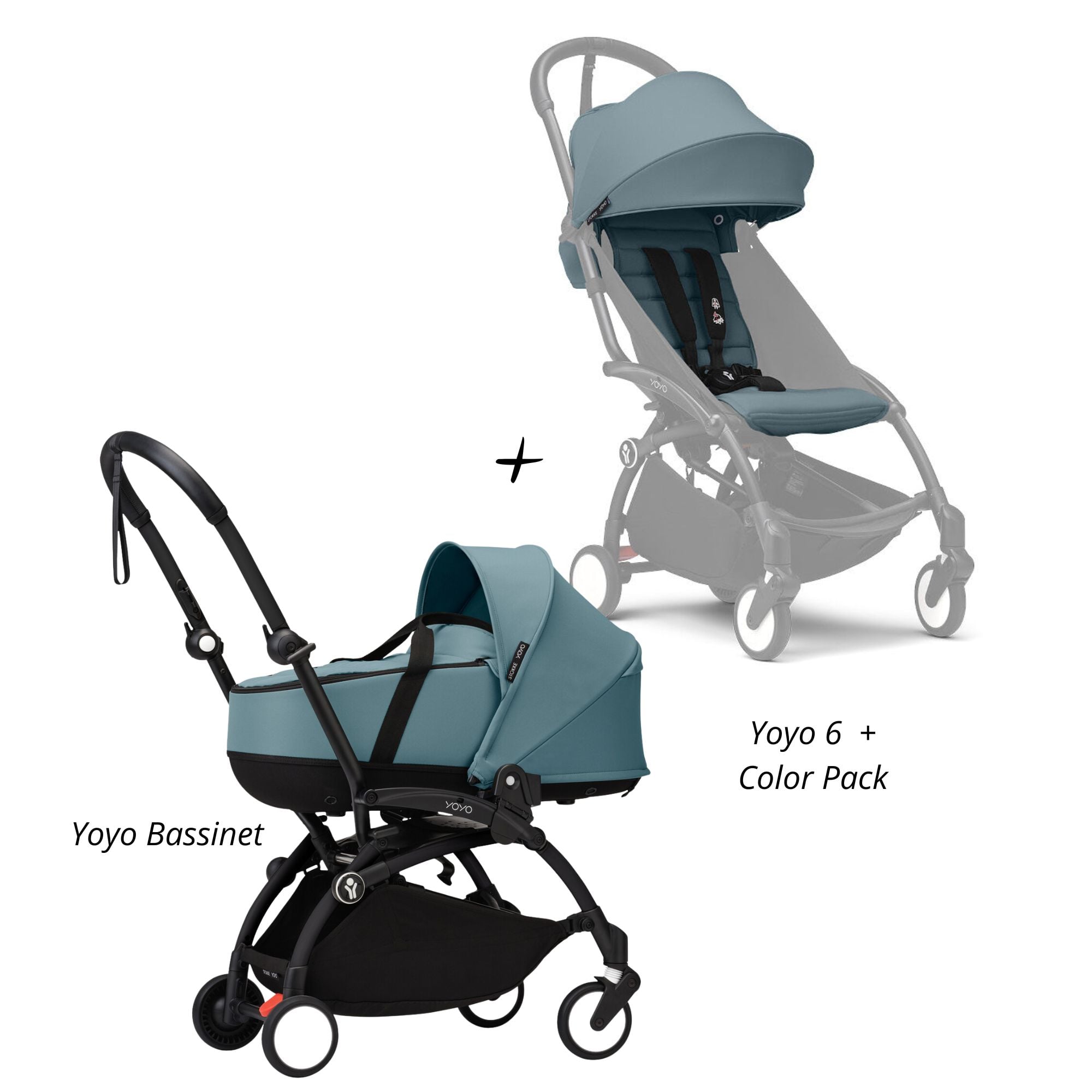 COCHE STOKKE YOYO³ COMPLETO CHASIS NEGRO CON BASSINET Y TEXTIL 2DA ETAPA - 1