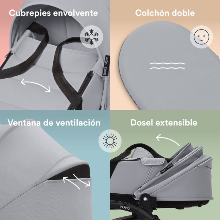 COCHE STOKKE YOYO³ COMPLETO CHASIS NEGRO CON BASSINET Y TEXTIL 2DA ETAPA - 2
