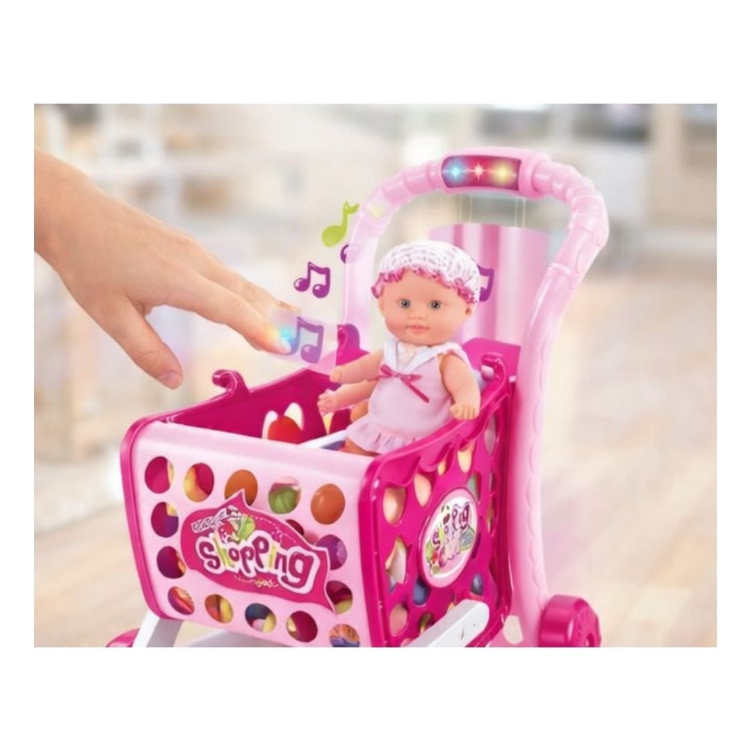 CARRITO DE COMPRAS INFANTIL 3 EN 1 CON MUÑECA, LUCES Y SONIDO - 1
