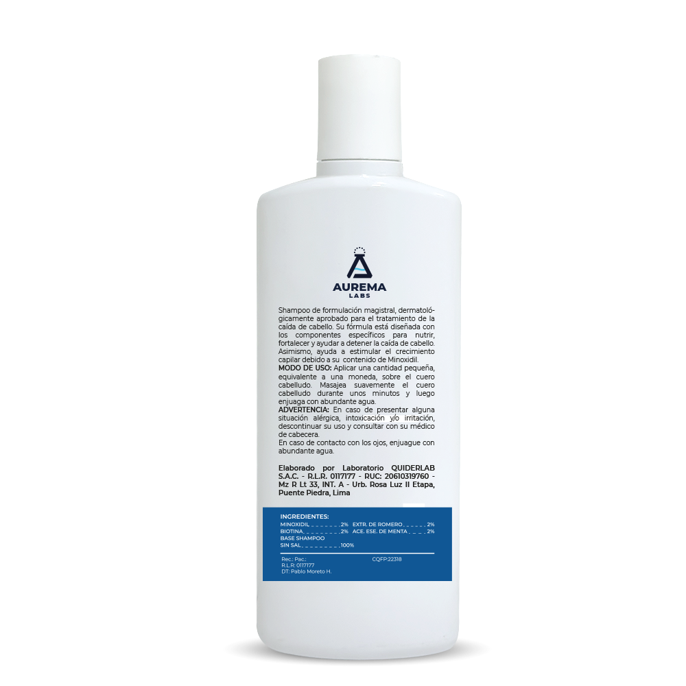 SHAMPOO DERMATOLÓGICO CRECIMIENTO Y FUERZA CONTROL CAÍDA DEL CABELLO DE 250 ML AUREMA LABS - 2