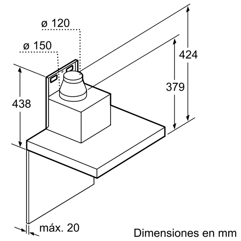 CAMPANA EXTRACTORA BOSCH DWB98JQ50 DECORATIVA DE PARED ACERO INOXIDABLE - 5