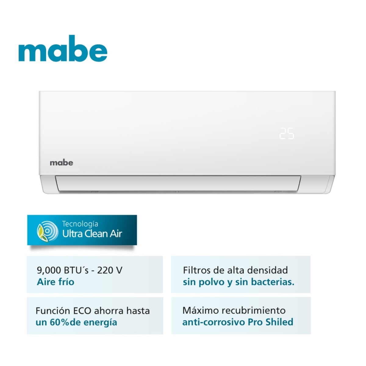 AIRE ACONDICIONADO MABE MMT09CDBWCC32EC1 MINI SPLIT 9000 BTU BLANCO - 3