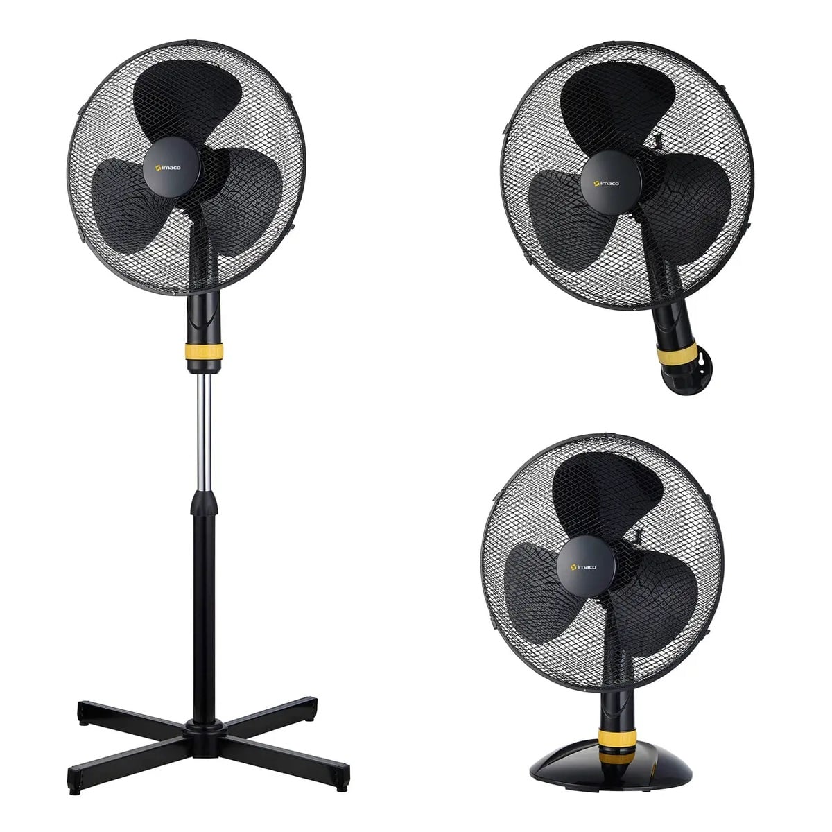 VENTILADOR IMACO FSM1650 3 EN 1 PEDESTAL, PARED O MESA 16" 50 WATTS NEGRO - 1