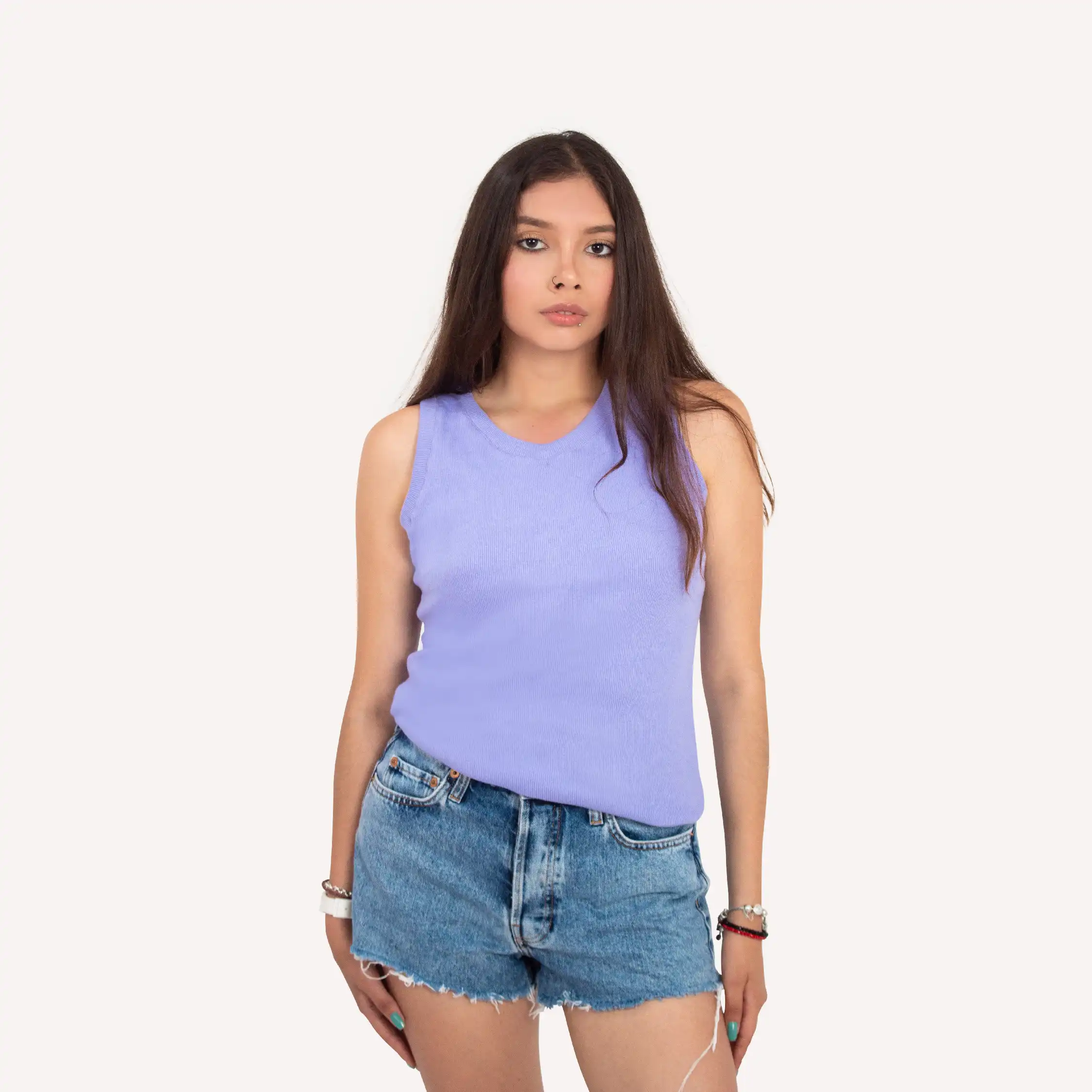 POLO SIN MANGAS ALGODÓN MUJER FLEIRI AND MANNER LILA SUNNY - 1