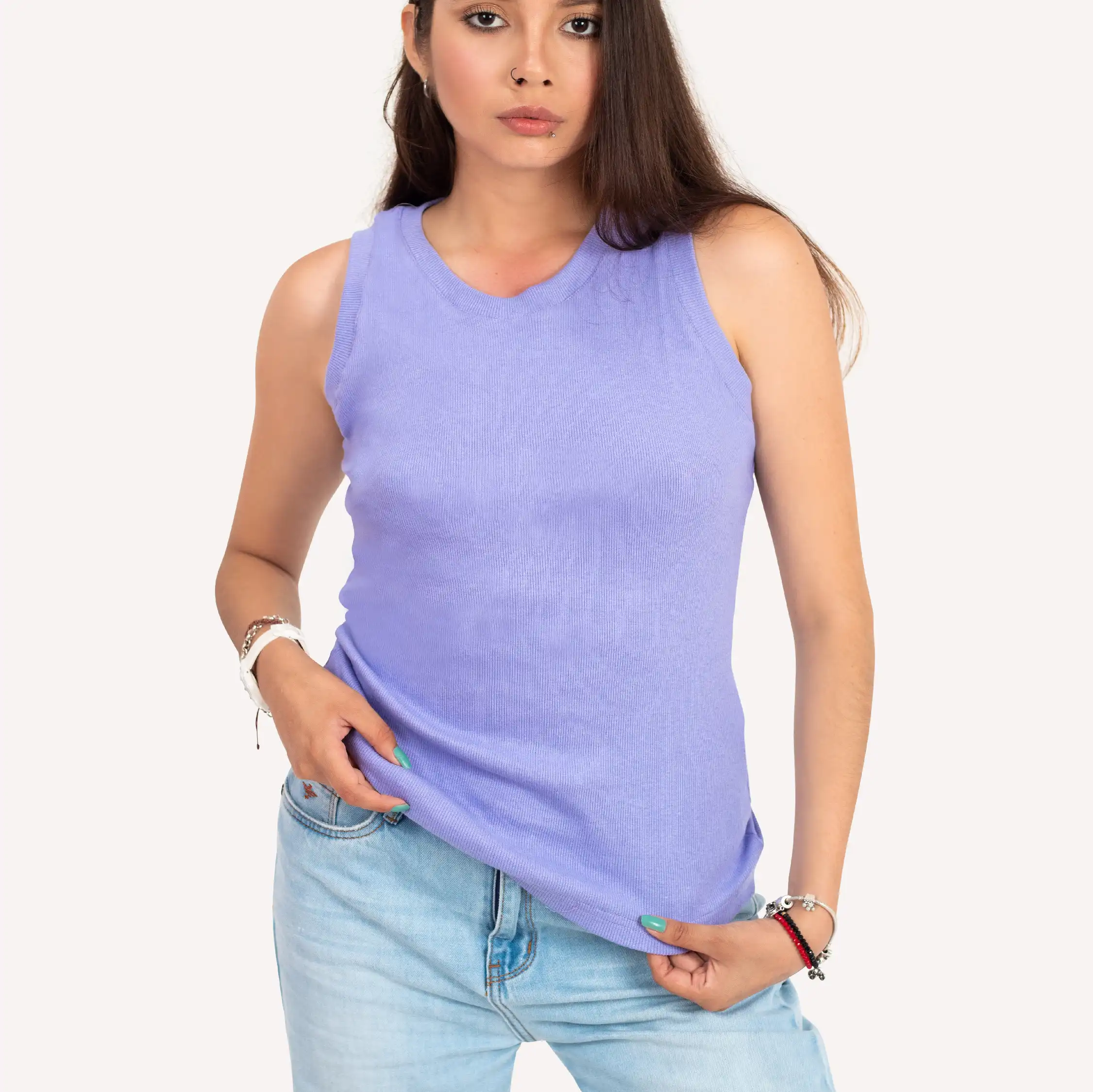 POLO SIN MANGAS ALGODÓN MUJER FLEIRI AND MANNER LILA SUNNY - 3