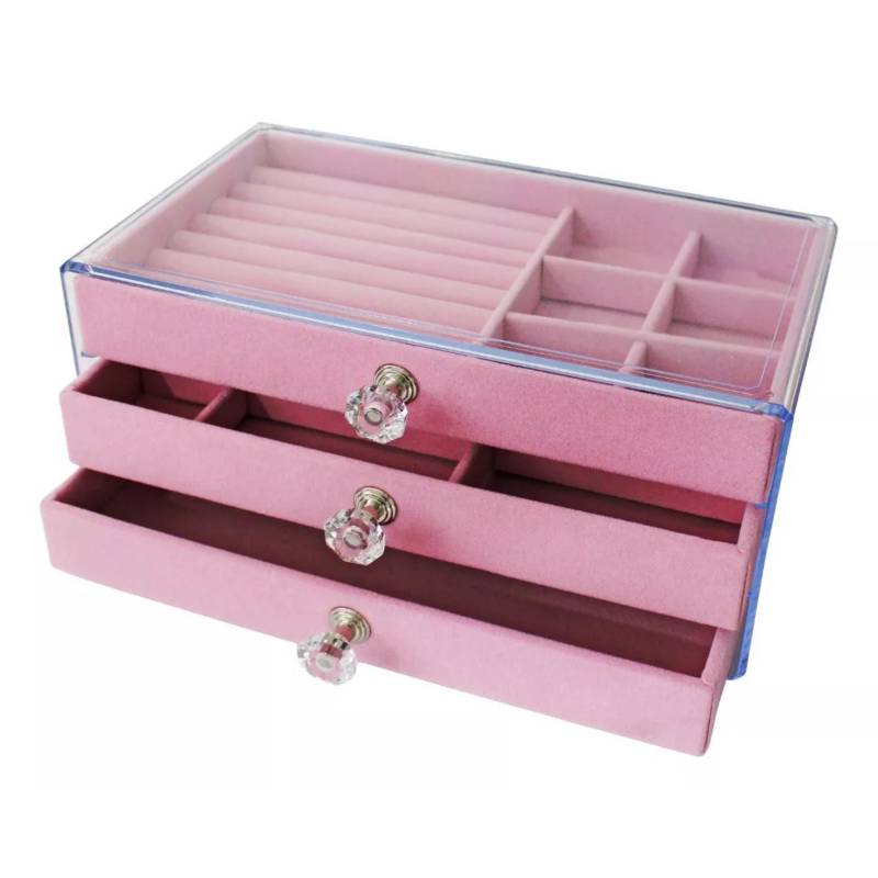 ORGANIZADOR ACRÍLICO PARA JOYAS, JOYERO TRANSPARENTE CON 3 CAJONES - 2