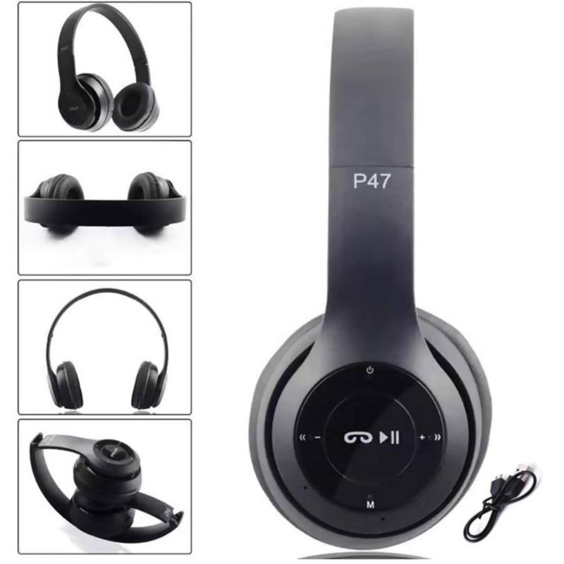 AUDÍFONOS P47 BLUETOOTH DEPORTIVOS PARA IPAD TABLET TELEFONO NEGRO - 1