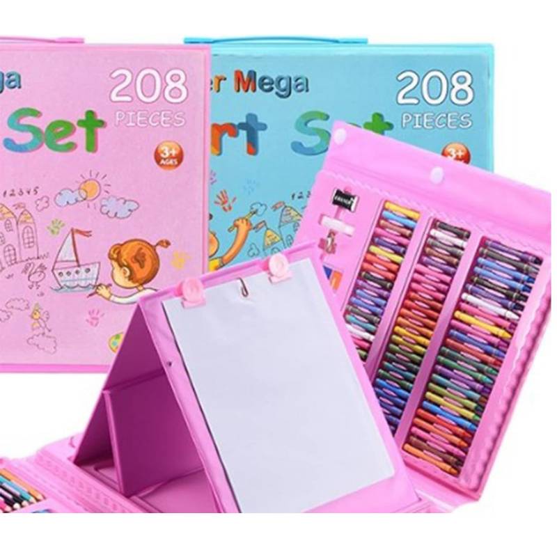 SET ARTE DIBUJO Y PINTURA OEM 208 PIEZAS ROSADO - 2