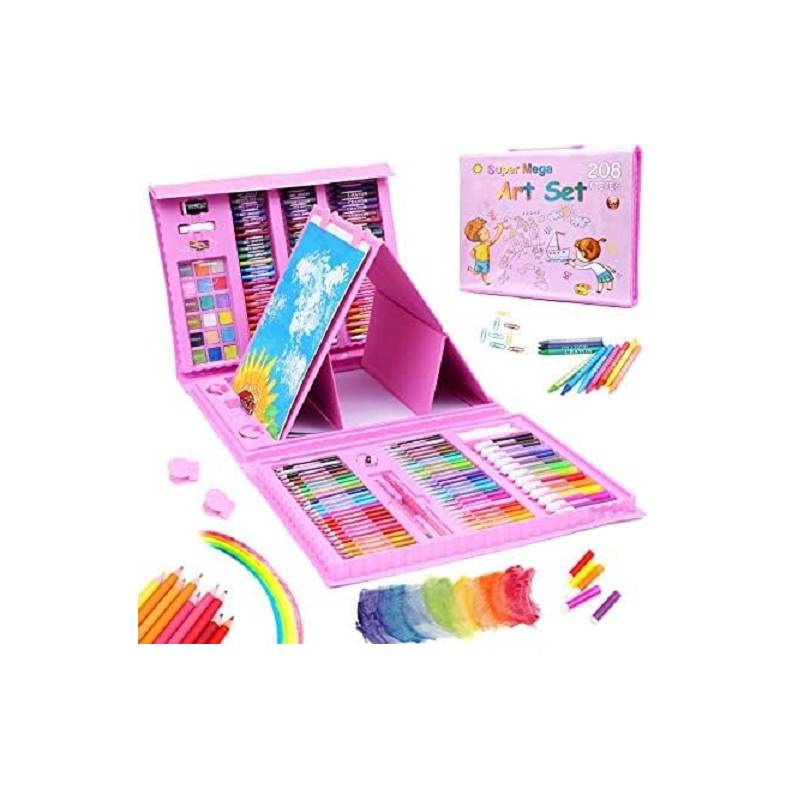 SET ARTE DIBUJO Y PINTURA OEM 208 PIEZAS ROSADO - 5