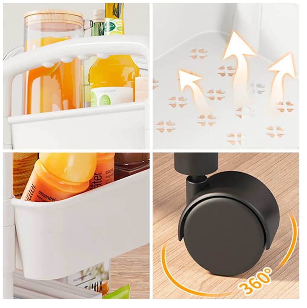 ESTANTE NEGRO ORGANIZADOR MULTIUSO 4 NIVELES CON ASAS Y RUEDAS - 5