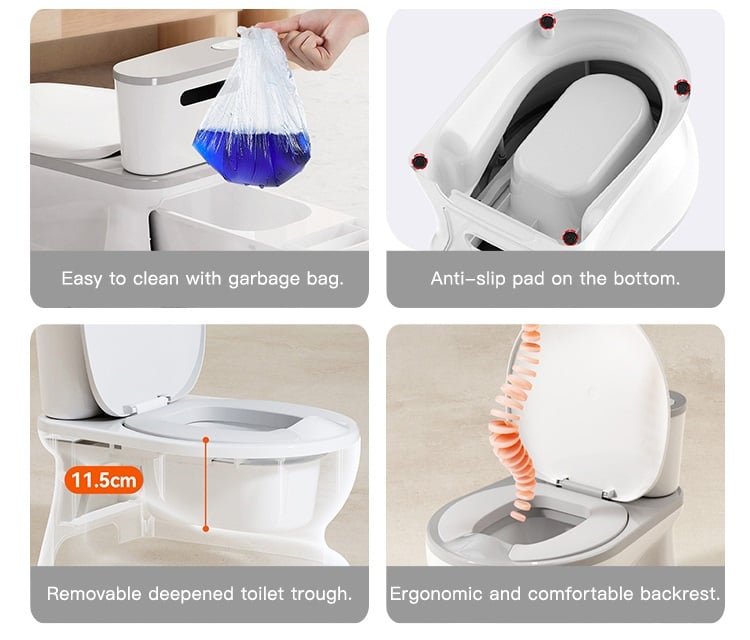 INODORO DE ENTRENAMIENTO PARA NIÑOS CON PORTA PAPEL COLOR CELESTE - 4