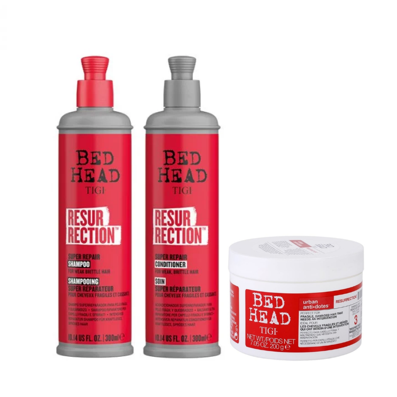 TIGI BED HEAD - TRIO RESURRECTION SHAMPOO 400ML ACONDICIONADOR 400ML MASK 200ML - 1