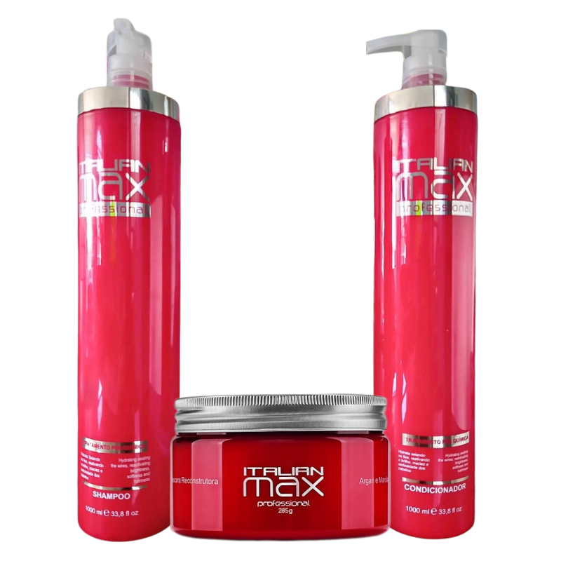 ITALIAN MAX - PACK POST QUÍMICA SHAMPOO 1L + ACONDICIONADOR 1L + MASK - 1