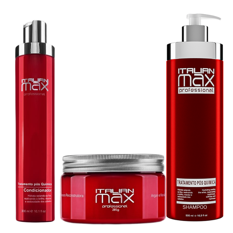 ITALIAN MAX - POST QUÍMICA SHAMPOO 500ML + ACONDICIONADOR 300ML + MASK - 1
