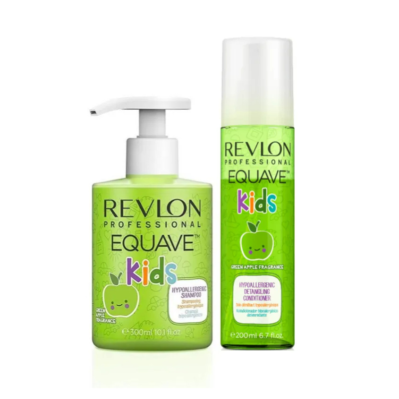 REVLON EQUAVE KIDS - DÚO GREEN SHAMPOO 300ML Y ACONDICIONADOR 200ML - 1