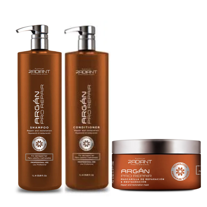 RADIANT - PACK ARGAN SHAMPOO 1L + ACONDICIONADOR 1L + MASCARILLA 350ML - 1