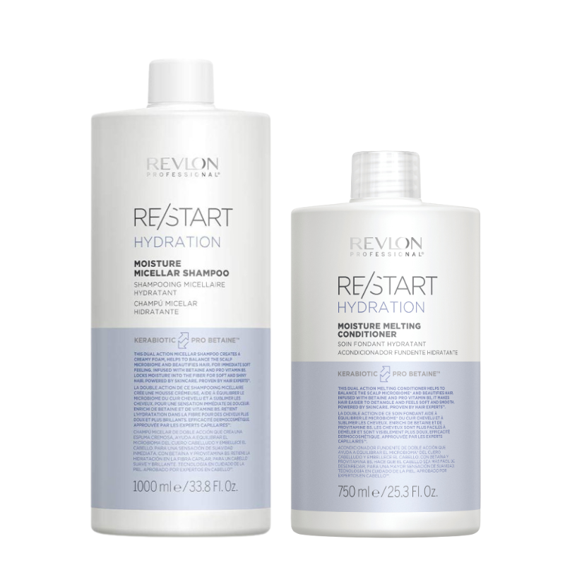 REVLON RESTART - HYDRATION MOISTURE MICELLAR SHAMPOO 1L Y ACONDICIONADOR 750ML - 1