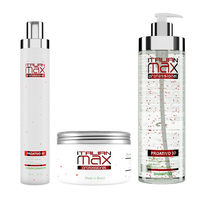 ITALIAN MAX - PROACTIVO 3D SHAMPOO 500ML + ACONDICIONADOR 300ML + MASK - 1