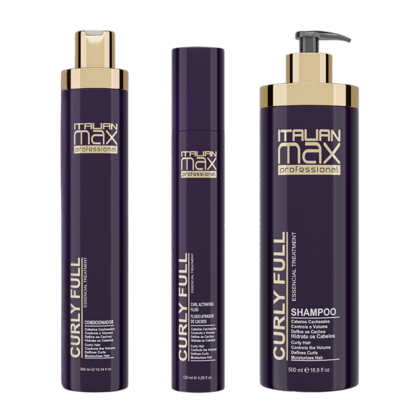 ITALIAN MAX - CURLY FULL SHAMPOO 500ML + ACONDICIONADOR 300ML + FLUID 120ML - 1