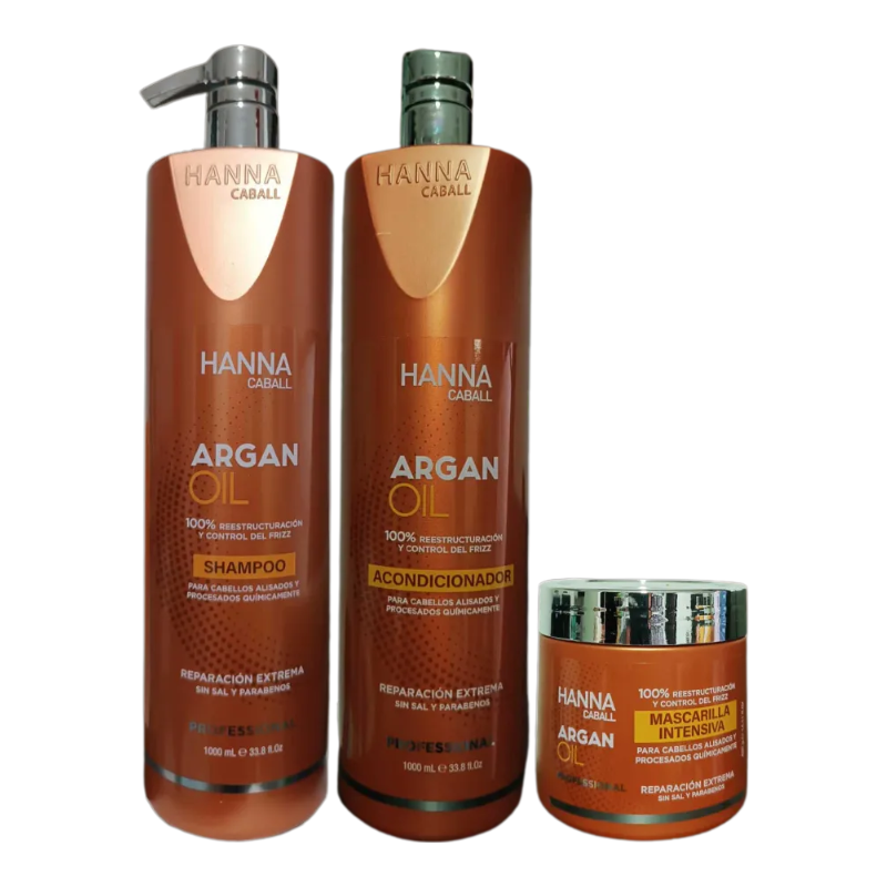 HANNA CABALL - TRIPACK ARGAN OIL SHAMPOO ACONDICIONADOR Y MASCARILLA - 1