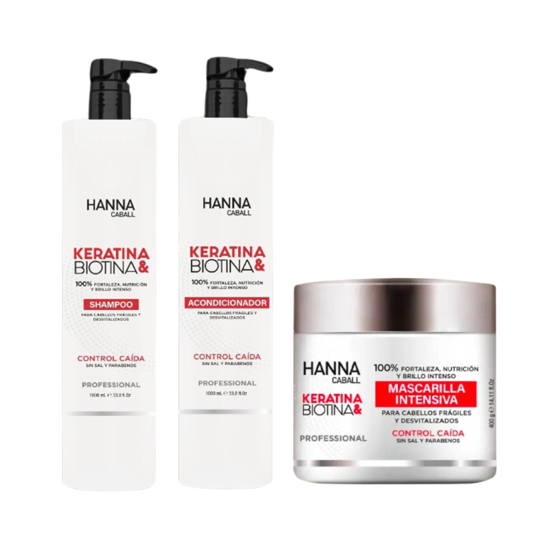 HANNA CABALL - TRIPACK KERATINA BIOTINA SHAMPOO ACONDICIONADOR Y MASCARILLA - 1
