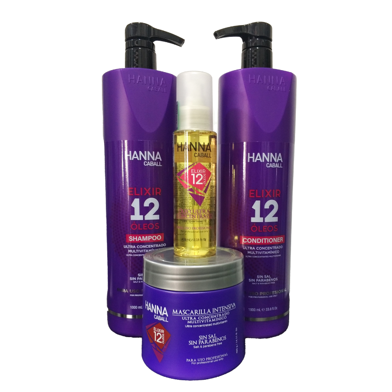 HANNA CABALL - KIT ELEXIR 12 OLEOS SHAMPOO ACONDICIONADOR MASCARILLA Y OIL - 1