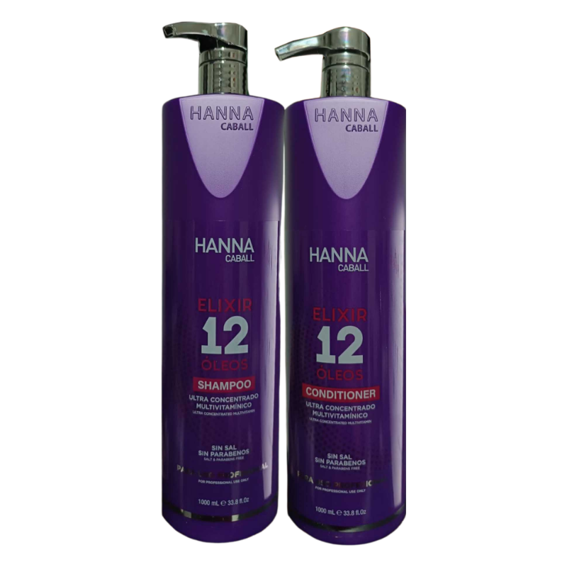 HANNA CABALL - DUO ELEXIR 12 OLEOS SHAMPOO 1L ACONDICIONADOR 1L - 1