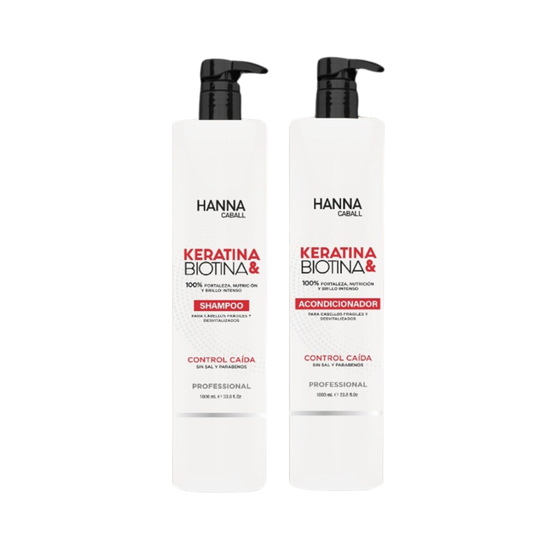 HANNA CABALL - DUO KERATINA BIOTINA SHAMPOO 1L ACONDICIONADOR 1L - 1