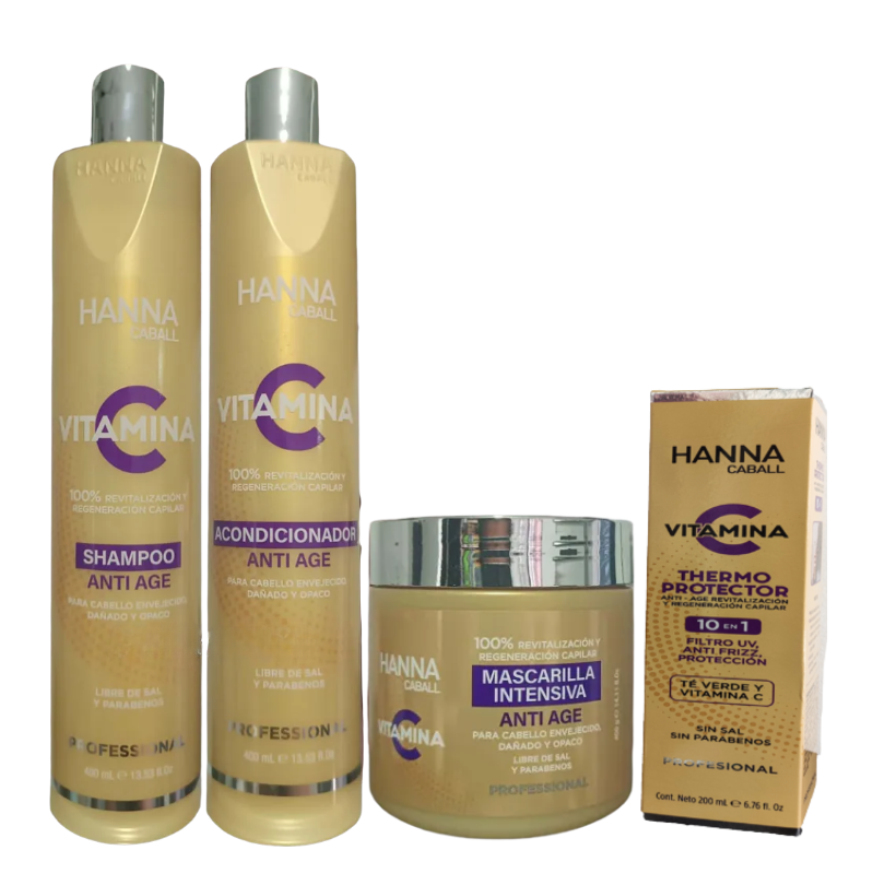 HANNA CABALL - PACK VITAMINA C SHAMPOO + ACONDICIONADOR + MASK + TERMOPROTECTOR - 1