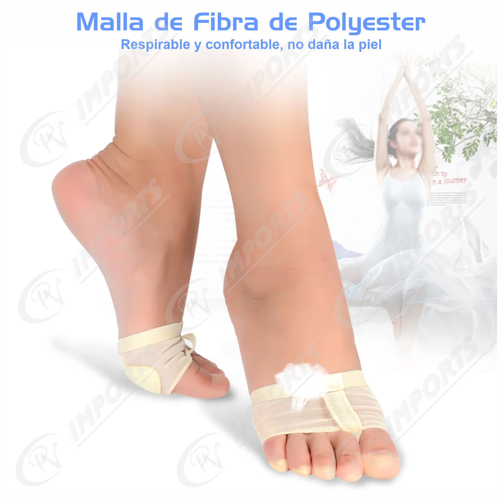 PACK MEDIAS UNISEX BEIGE METATARSIANOS PROTECTORES METATARSO BAILE BALLET DANZA PIE - 3