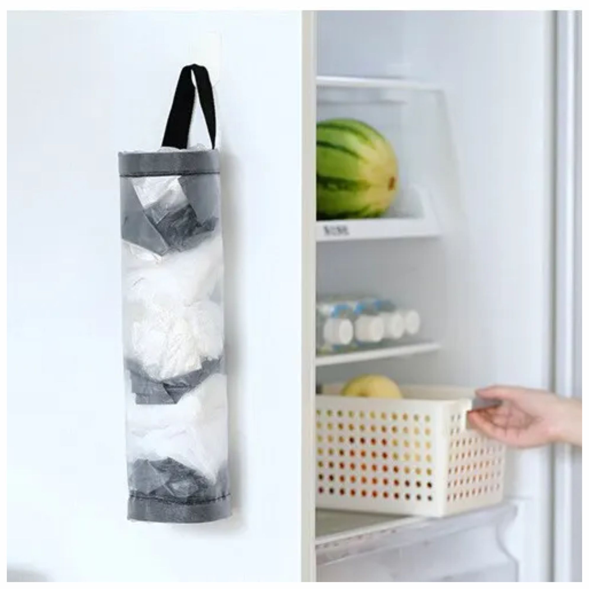 DISPENSADOR ORGANIZADOR DE BOLSAS RECICLADAS - GRANDE - GRIS - 5