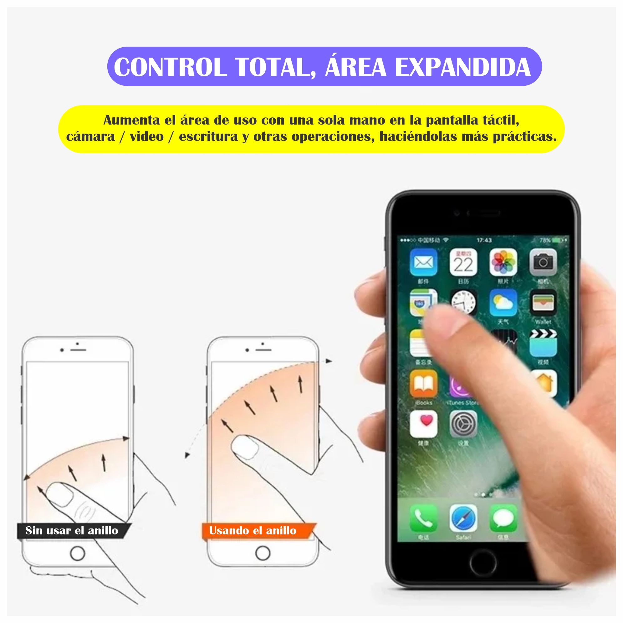 PACK 2 ANILLO SOPORTE METÁLICO GIRATORIO ADHESIVO PARA CELULARES - 4