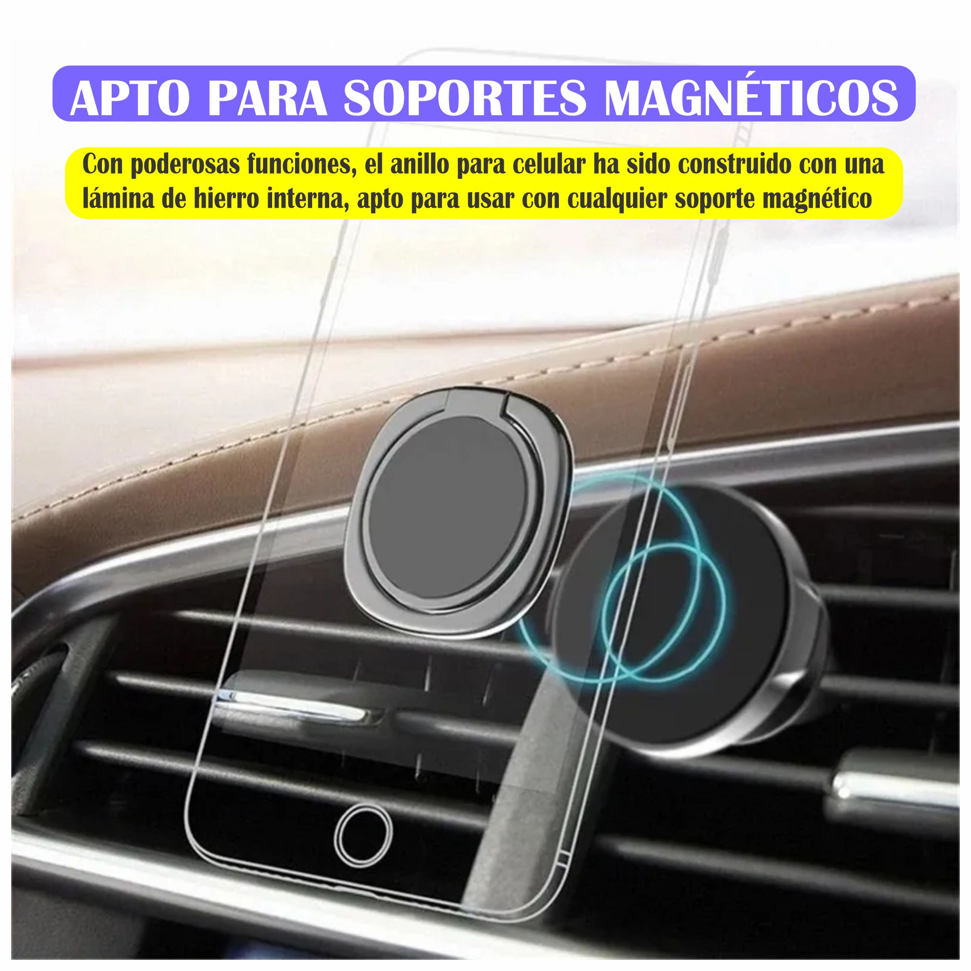 PACK 2 ANILLO SOPORTE METÁLICO GIRATORIO ADHESIVO PARA CELULARES - 5