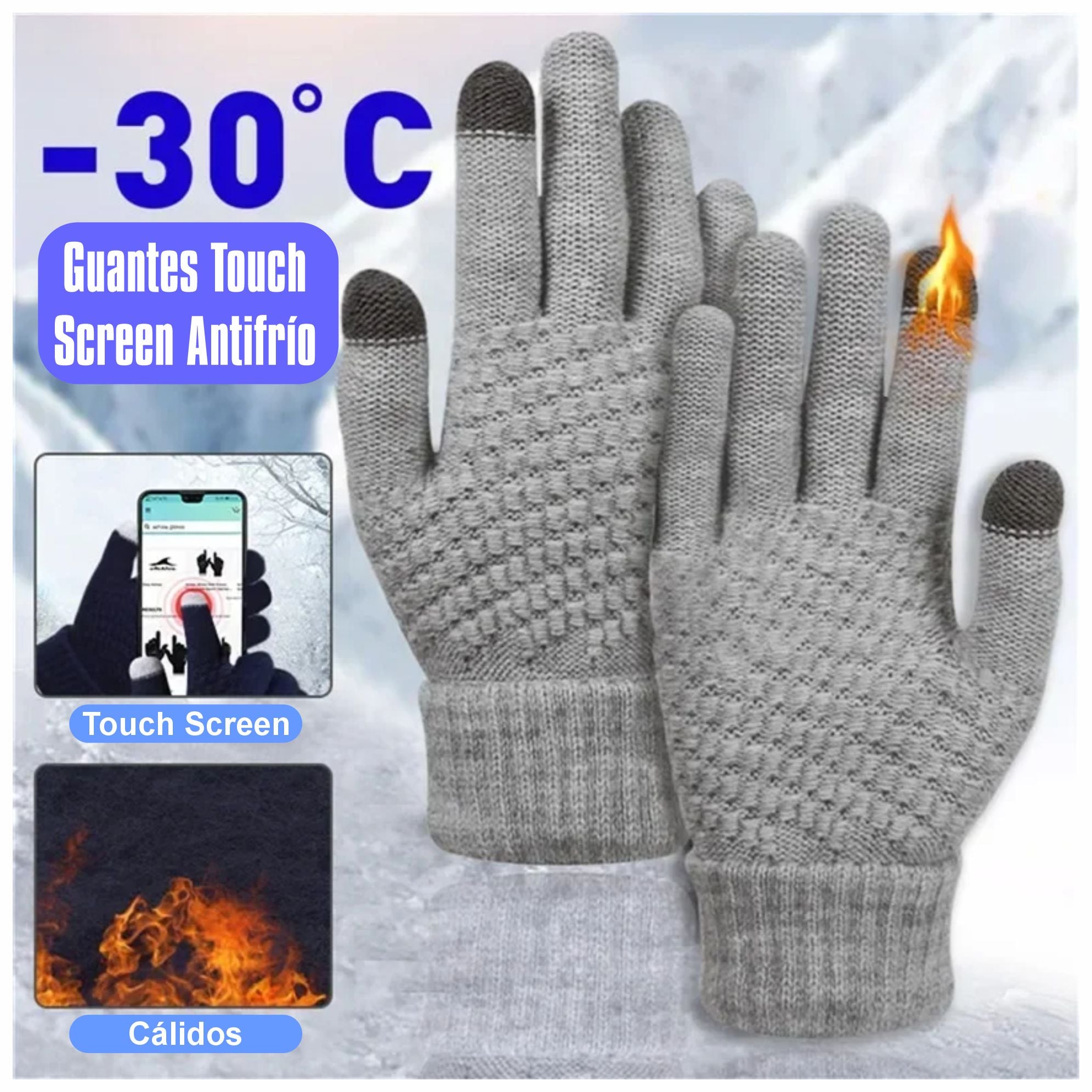 GUANTES INVIERNO FRIO UNISEX PREMIUM TÁCTIL TOUCH - 3