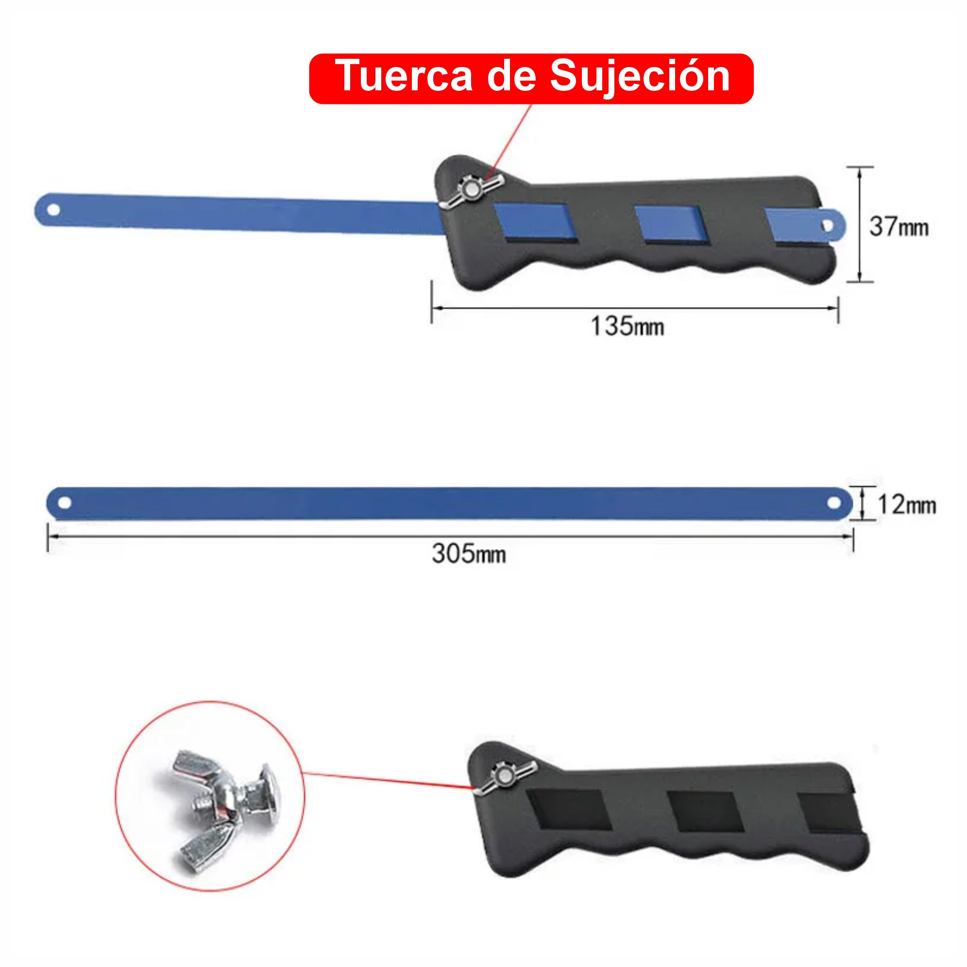MANGO SIERRA DE MANO ERGONÓMICO UNIVERSAL MULTIFUNCIÓN PORTABLE NEGRO - 2