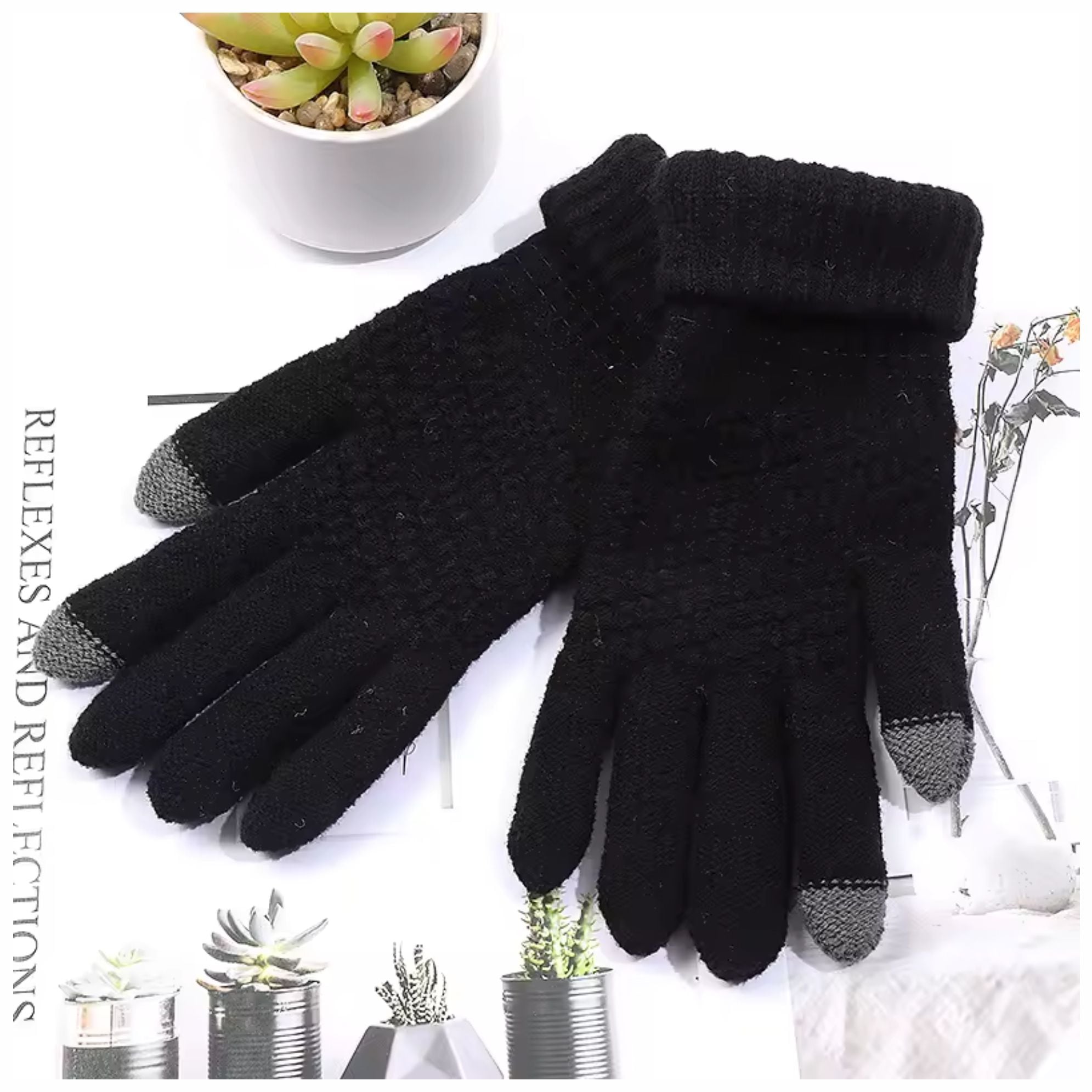 GUANTES INVIERNO FRIO UNISEX PREMIUM TÁCTIL TOUCH NEGRO - 4
