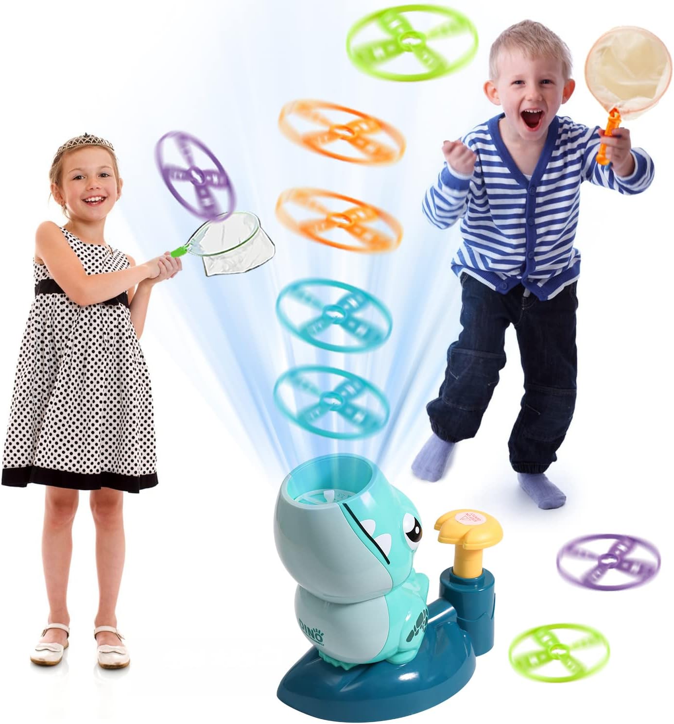 DISCOSAURIO DIVERTIDO LANZADOR DE DISCOS VOLADORES  PARA NIÑOS - 2