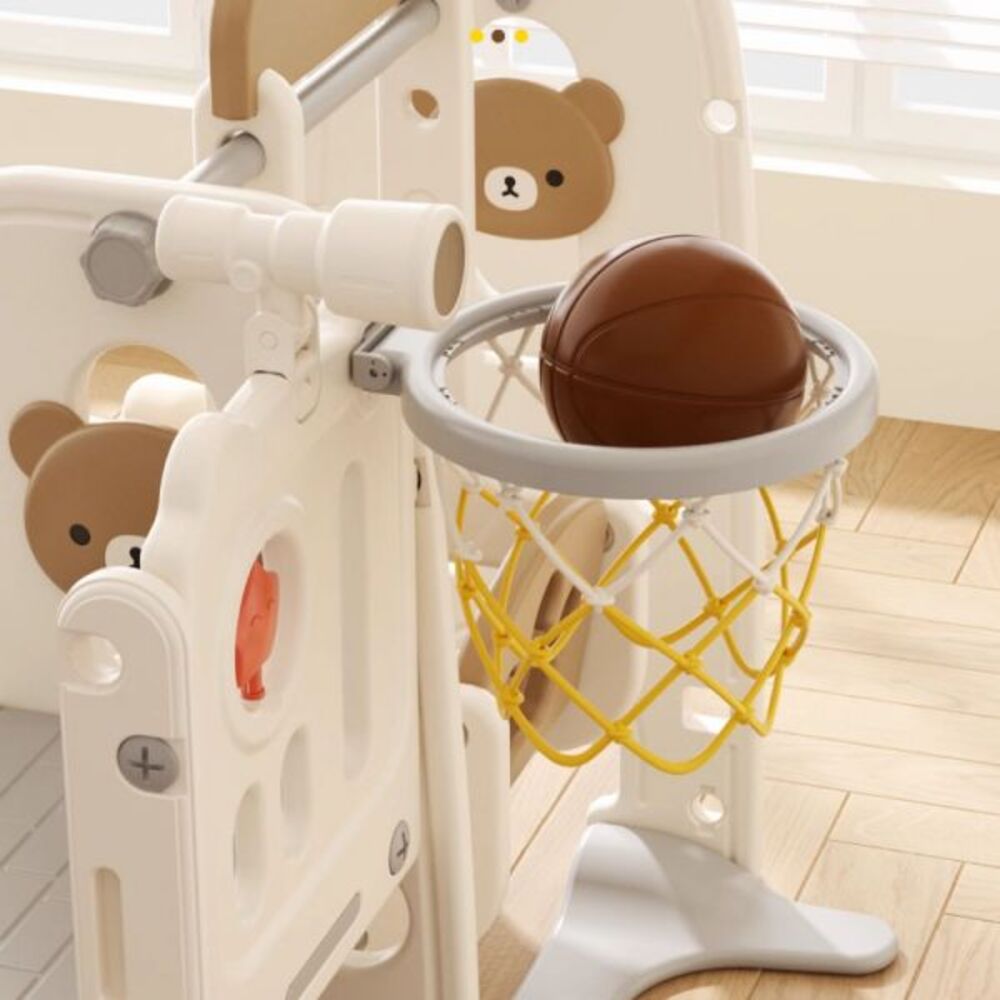 RESBALADERA OSO 4 EN 1 CON ESCALADOR, ESPACIO PARA JUGUETES, ARO DE BASQUET Y TELESCOPIO - 5
