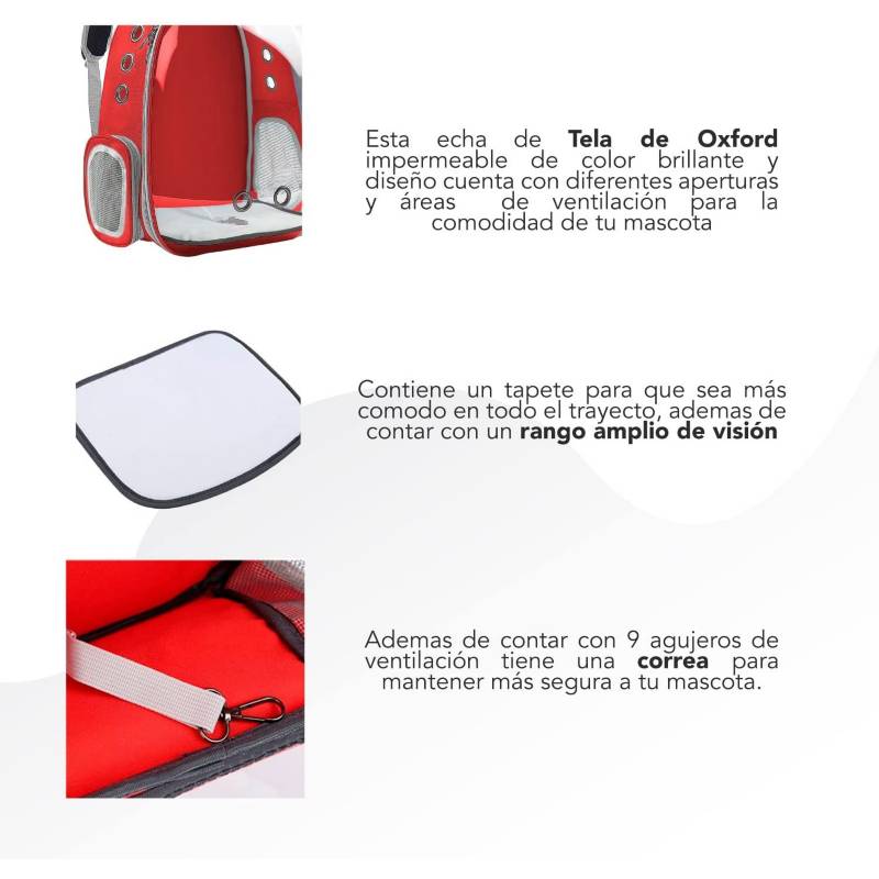 MOCHILA TRANSPORTADORA DE MASCOTAS PERROS Y GATOS - 4