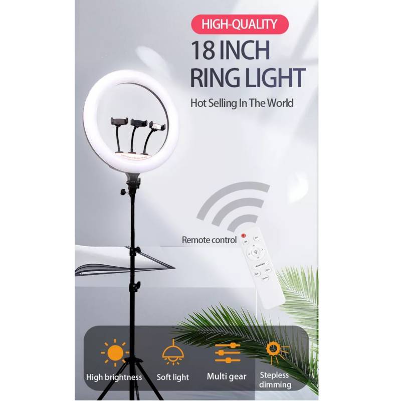 ARO LUZ LED TOUCH 45 CM + TRÍPODE + CONTROL REMOTO PARA 3 CELULARES - 2