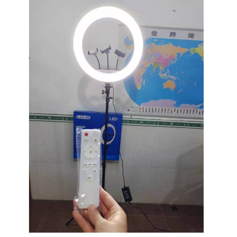 ARO LUZ LED TOUCH 45 CM + TRÍPODE + CONTROL REMOTO PARA 3 CELULARES - 4