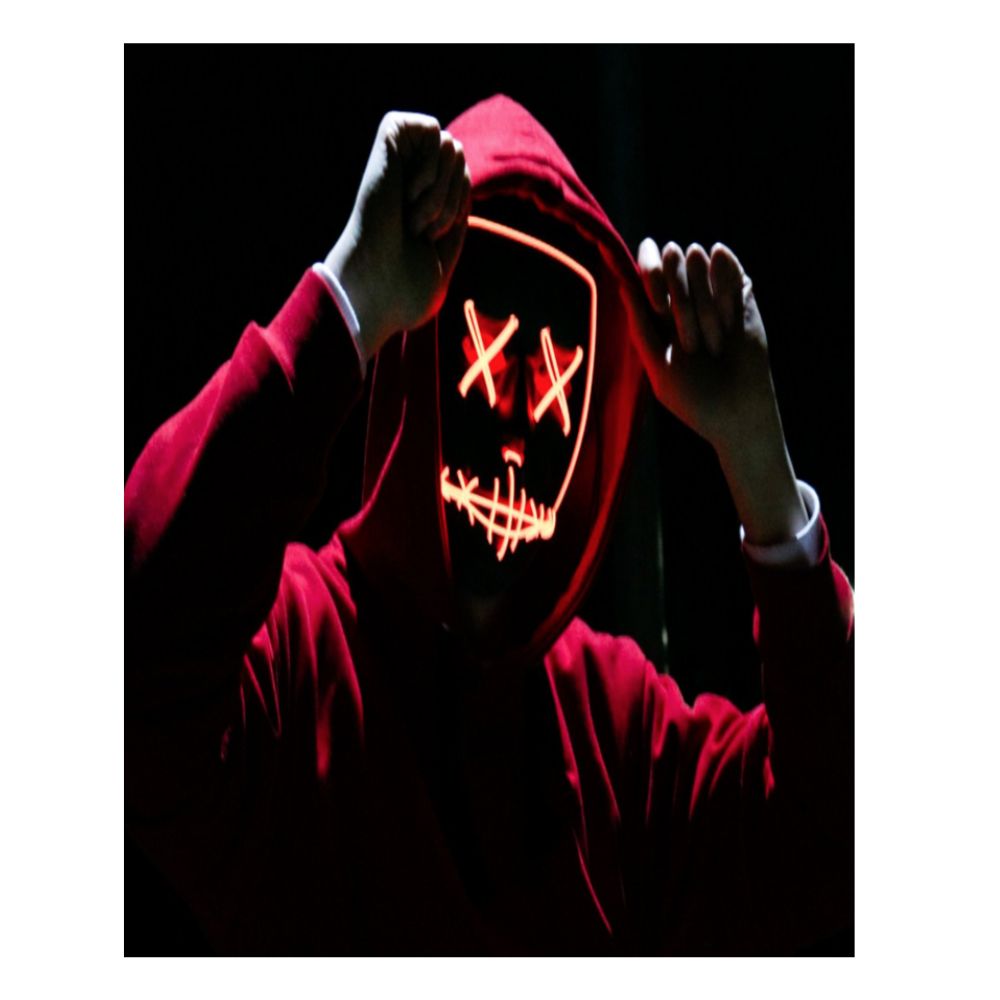 MÁSCARA DE HALLOWEEN CON LUZ LED ROJA - 3