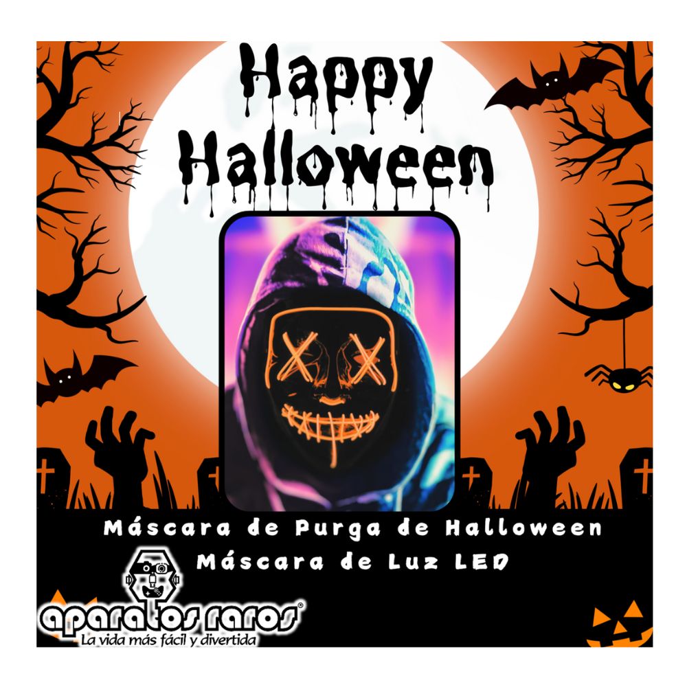 MÁSCARA DE HALLOWEEN CON LUZ LED ROJA - 5