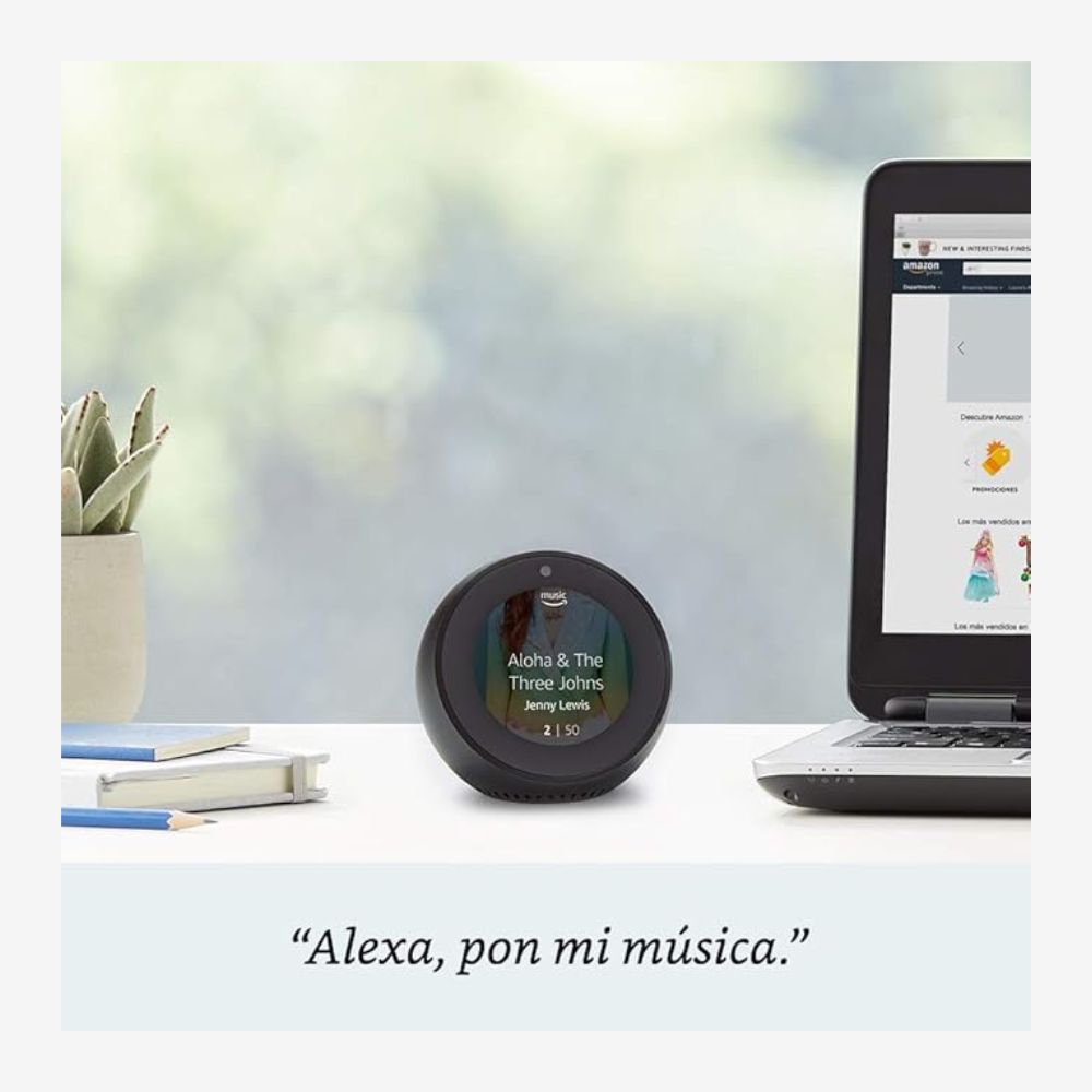 ECHO SPOT CON ALEXA RELOJ DESPERTADOR INTELIGENTE NEGRO - 2
