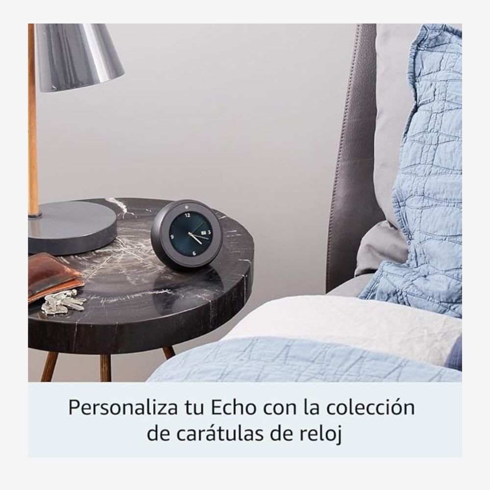 ECHO SPOT CON ALEXA RELOJ DESPERTADOR INTELIGENTE NEGRO - 3
