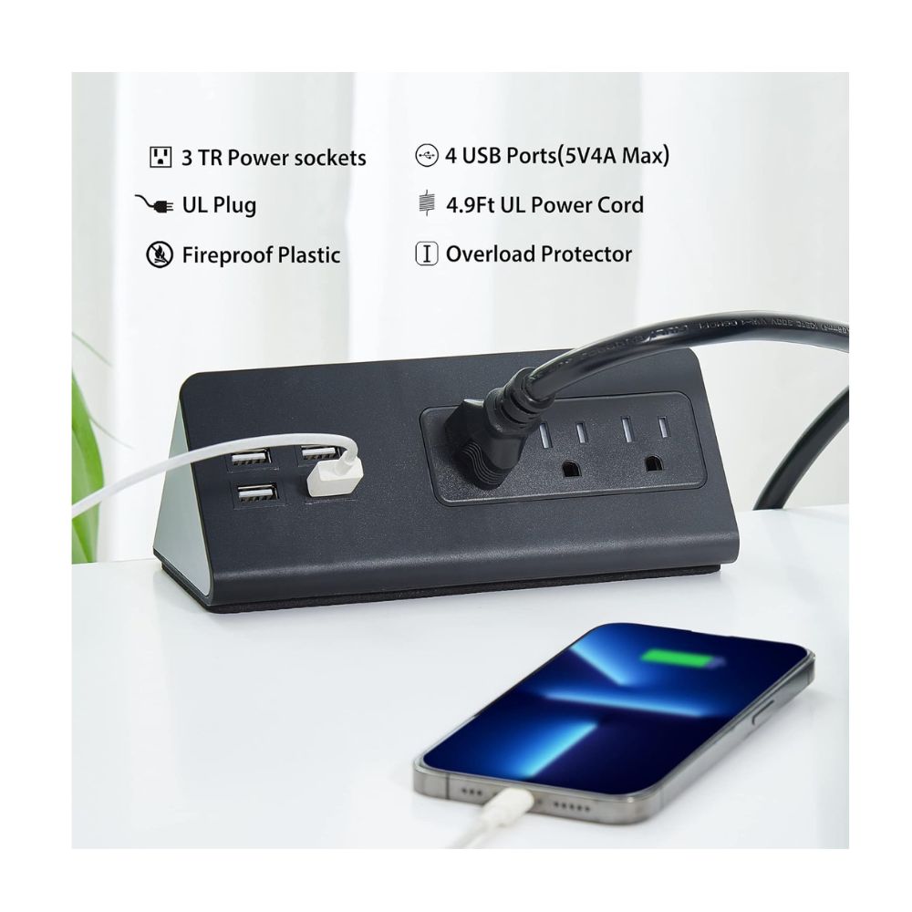 TOMACORRIENTE EMPOTRABLE, 3 ENCHUFES + 4 PUERTOS USB - 2