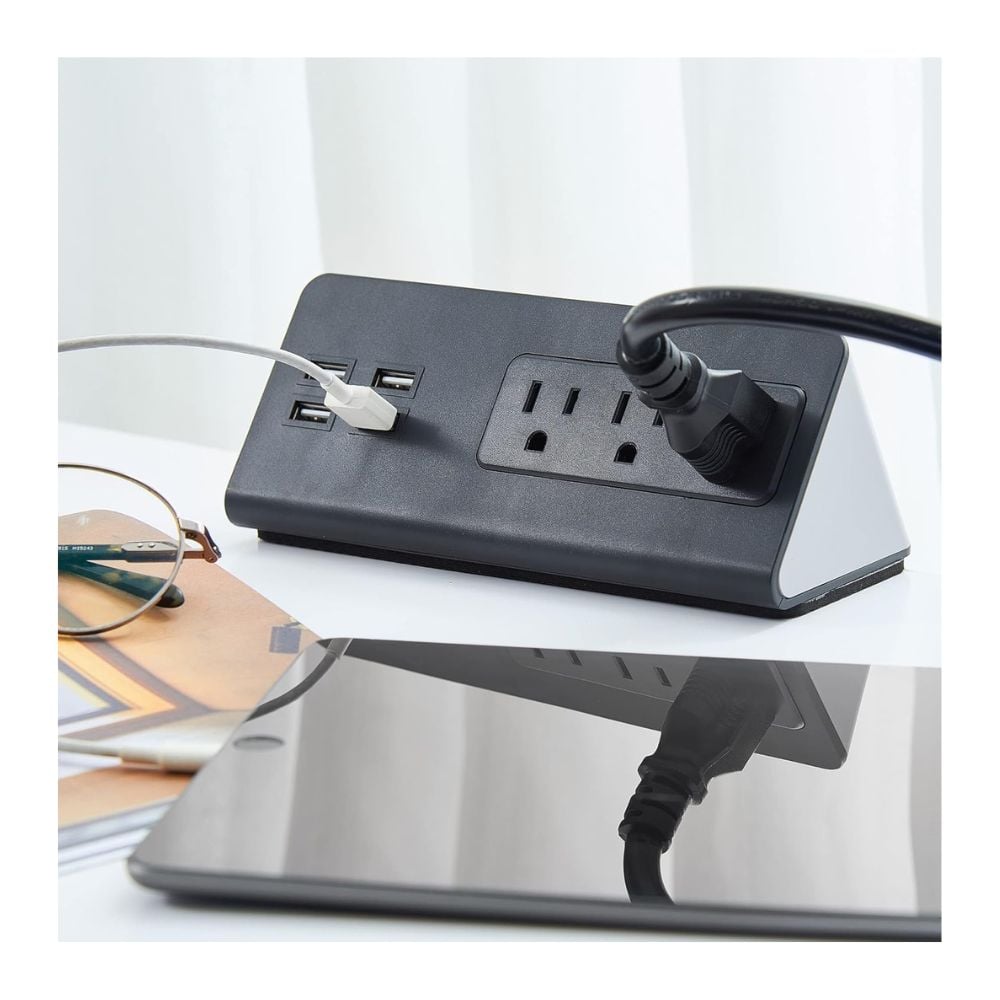 TOMACORRIENTE EMPOTRABLE, 3 ENCHUFES + 4 PUERTOS USB - 3
